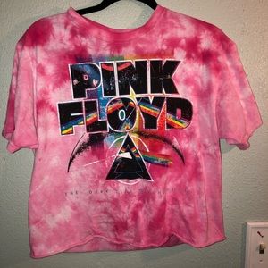 PINK TIE DYE PINK FLOYD CROP TOP